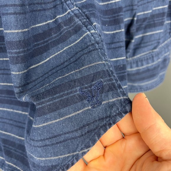 AEO | XL slim fit striped blue shirt - Picture 6 of 7